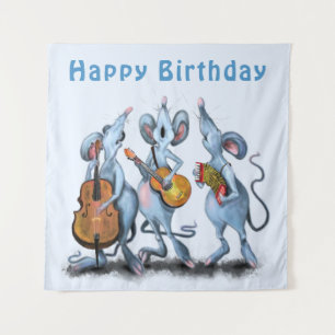 Bande de souris drôle Tapisserie Joyeux anniversai