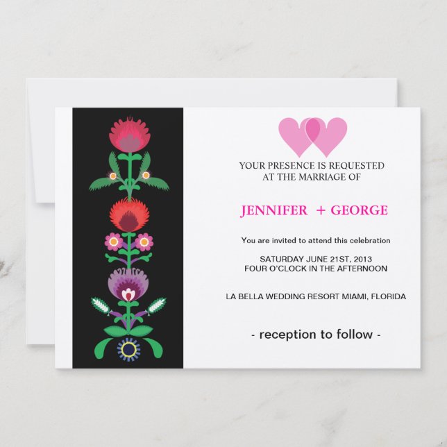 Bande décorative florale polonaise, invitation (Devant)