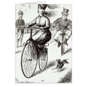 Bande dessinée de Madame sur un vélo sur rail,