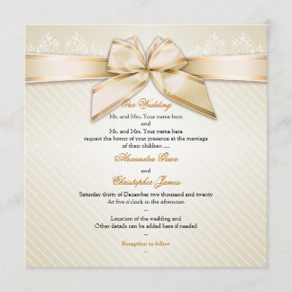 Bande d'or du ruban ivoire Faire-part de mariage S