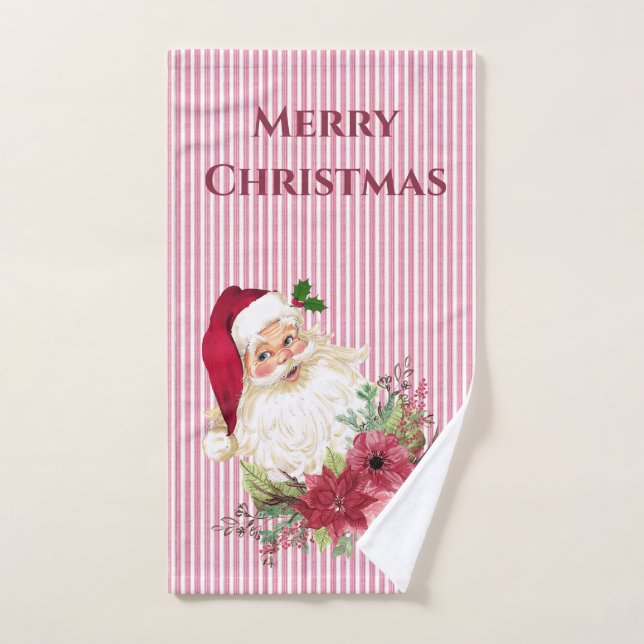 Bande florale de canneberge de Santa Claus (Serviette à main)