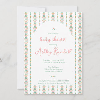 Bande florale folklorique - Invitation rose-Baby s