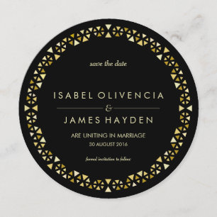 Bande Gold Encrusted Save the Date Card