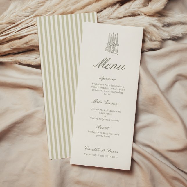 Bande lunaire verte Mariage Menu Invitation (Créateur téléchargé)