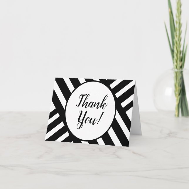 Bande noire et blanche, cartes "Merci" pour hommes (Devant)