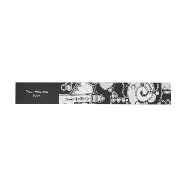 Bande Pour Adresse Art Géométrique Noir Et Blanc 4 (Individual)