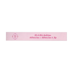 Bande Pour Adresse Bébé rose Papillons et fleurs personnalisés