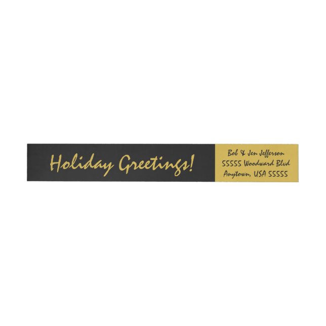 Bande Pour Adresse Black and Gold Holiday Adresse de retour (Individual)