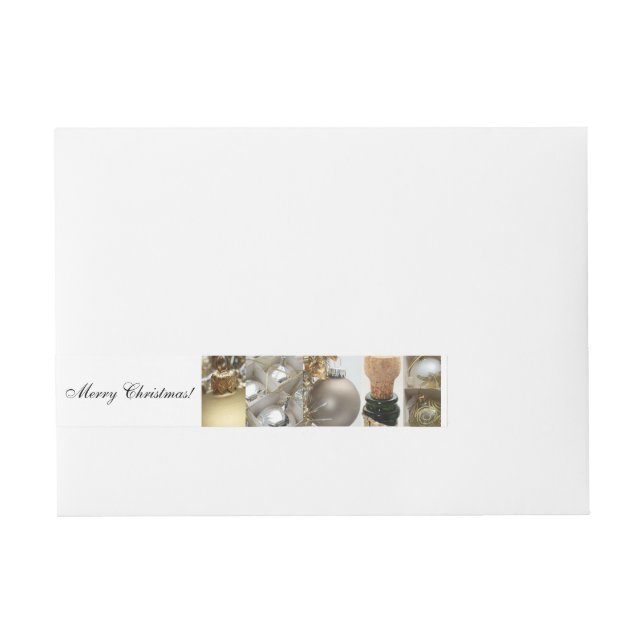 Bande Pour Adresse Black Collage Christmas, White and Gold (Devant)