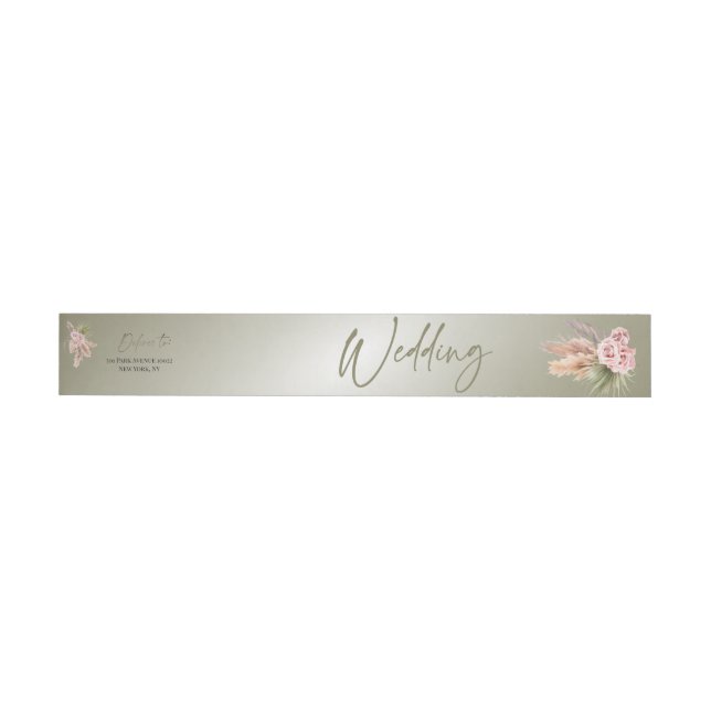 Bande Pour Adresse Boho Sage Olive Floral Troppas Gras (Individual)