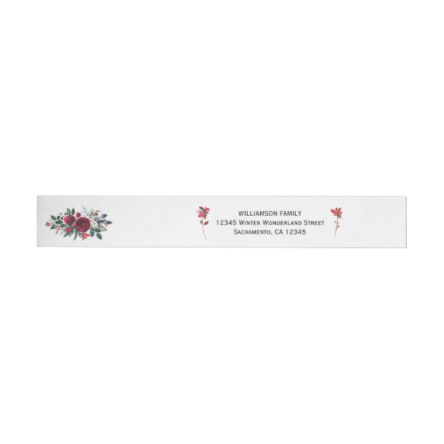 Bande Pour Adresse Bouquet vert pin rouge de Noël floral simple (Individual)