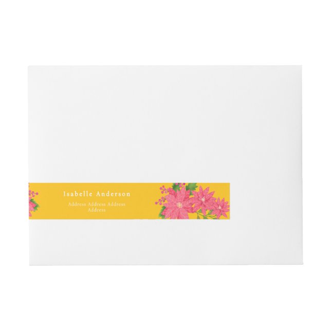 Bande Pour Adresse Christmas Poinsettia Gold (Devant)