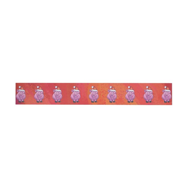 Bande Pour Adresse Cochon mignon à Santa Hat sur rouge (Individual)