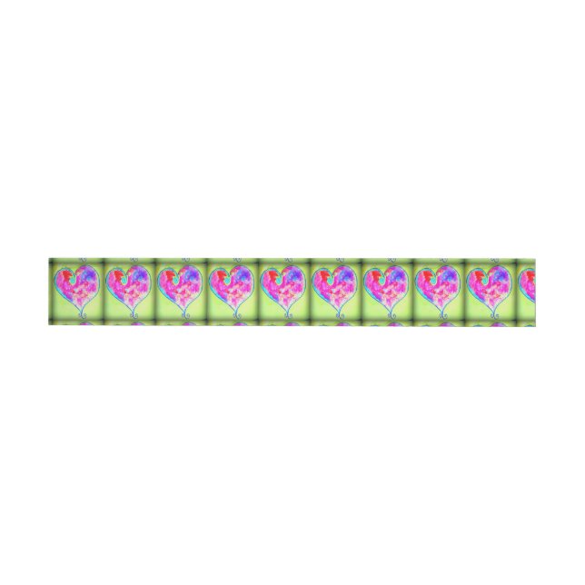 Bande Pour Adresse coeur tourbillonnant rose sur vert (Individual)