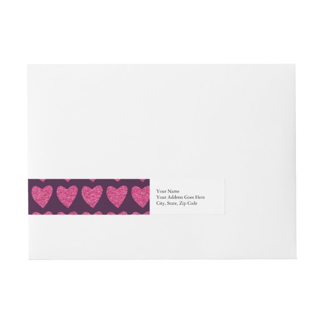 Bande Pour Adresse Coeurs roses mignons motif sur Violet (Devant)