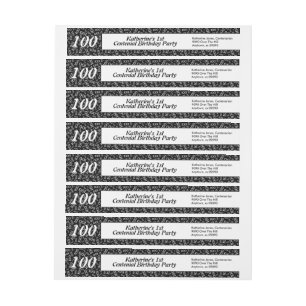 Bande Pour Adresse De Retour 100th Birthday Number Motif Black Return Adresse