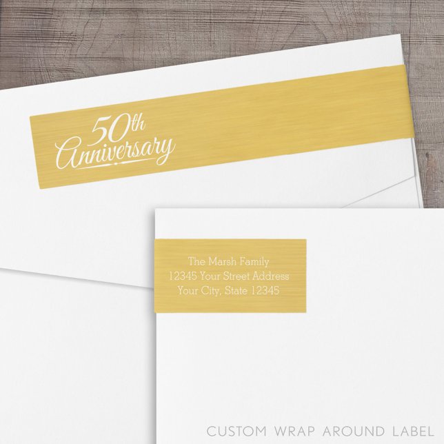 Bande Pour Adresse De Retour 50e anniversaire du Mariage Golden personnalisé (Custom Anniversary Wrap Around Label)