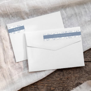 Bande Pour Adresse De Retour Adresse de Retour de Mariage Bleu Poussiéreux Vint