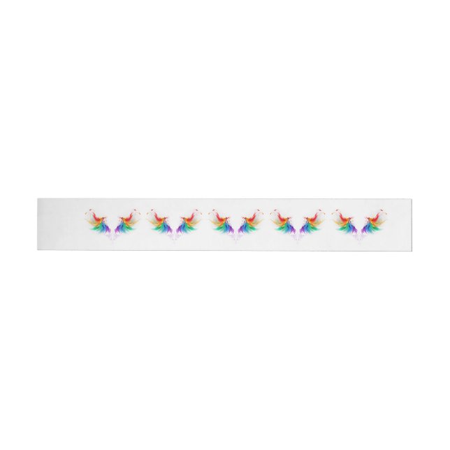 Bande Pour Adresse De Retour Ailes fluffy arc-en-ciel (Individuel)