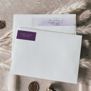 Bande Pour Adresse De Retour Aquarelle moderne Mariage violet