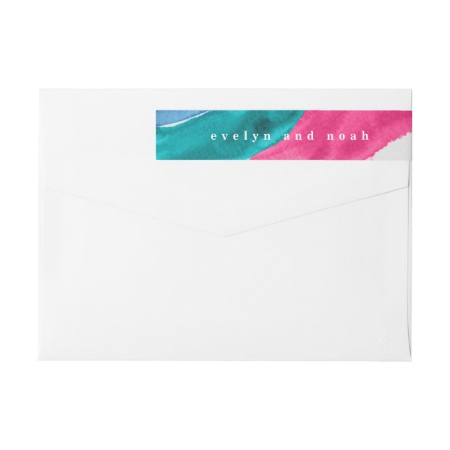 Bande Pour Adresse De Retour Aquarelle rose chaud (Dos)