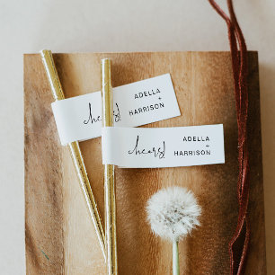 Bande Pour Adresse De Retour Balise d'indicateur de paille Mariage minimaliste 