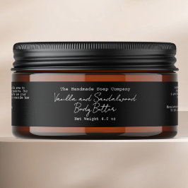 Bande Pour Adresse De Retour Black Handwritten Minimalist Body Butter Jar Label