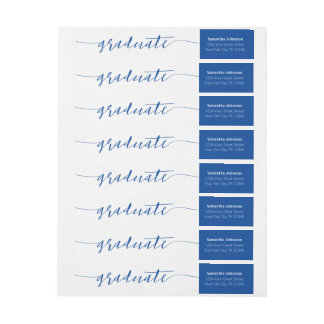Bande Pour Adresse De Retour Bleu Script Gradué Moderne Envelopper autour du Ét