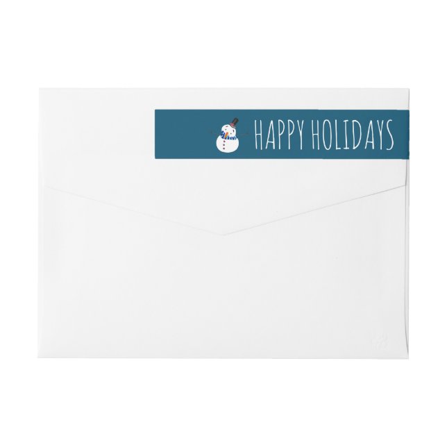 Bande Pour Adresse De Retour Blue Snowman, Joyeuses Fêtes (Dos)
