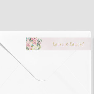 Bande Pour Adresse De Retour Blush rose Floral Mariage Adresse de retour