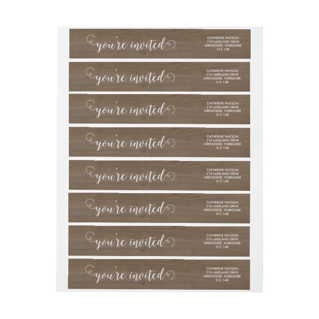 Bande Pour Adresse De Retour Bois rustique et dentelle (Feuille)
