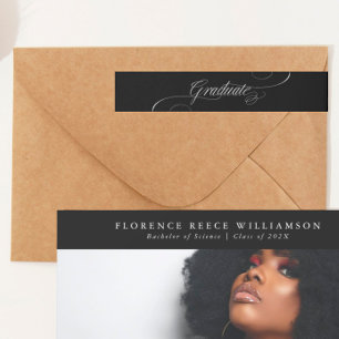 Bande Pour Adresse De Retour calligraphie noir blanc graduation personnalisable