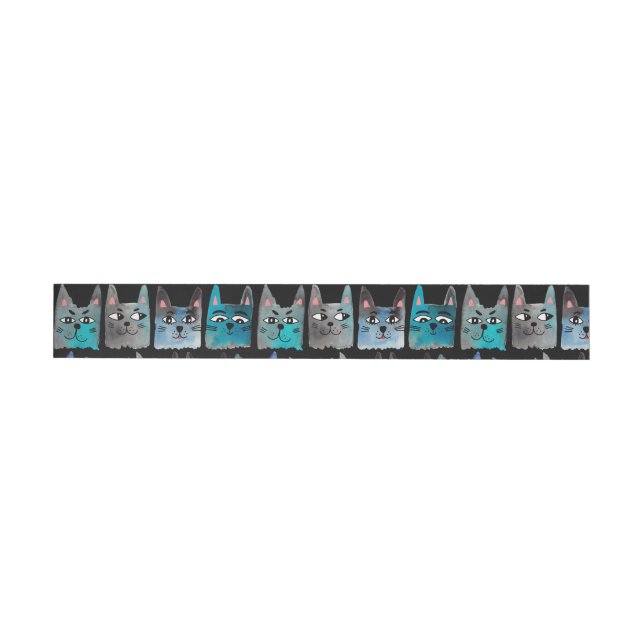Bande Pour Adresse De Retour Chats bleus (Individuel)