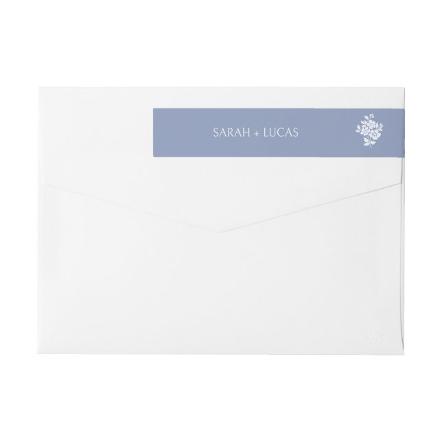 Bande Pour Adresse De Retour Chic Dusty Blue Floral Mariage (Dos)
