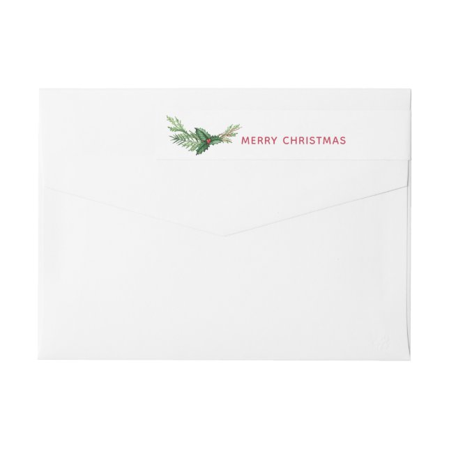 Bande Pour Adresse De Retour Chic Red Holly Feuille Noël (Dos)