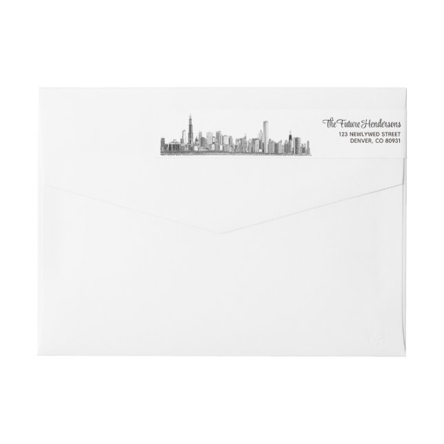 Bande Pour Adresse De Retour Chicago Skyline (Dos)