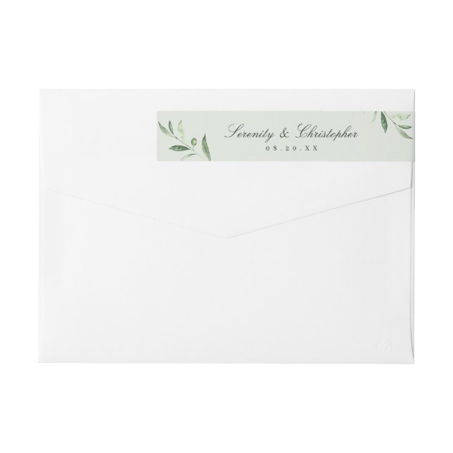 Bande Pour Adresse De Retour Classic Elegance Script Greenery adresse de retour (Dos)