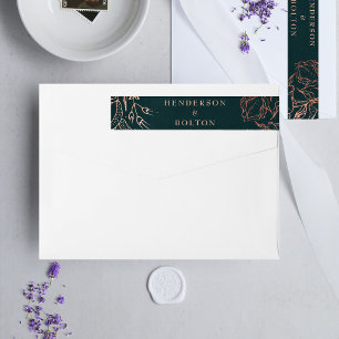 Bande Pour Adresse De Retour Dusty Rose Gold Emerald Green Wreath Mariage