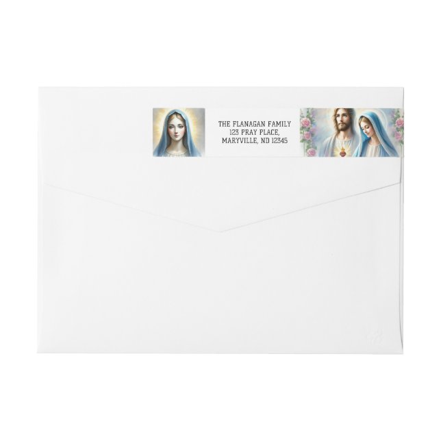 Bande Pour Adresse De Retour Editable Jésus et Marie Dieu béni (Dos)