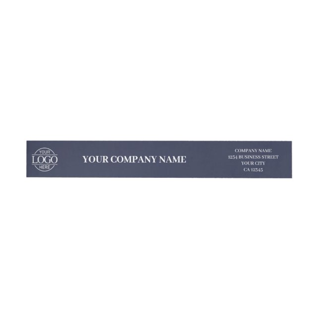 Bande Pour Adresse De Retour Élégant logo d'entreprise personnalisé bleu marine (Individuel)