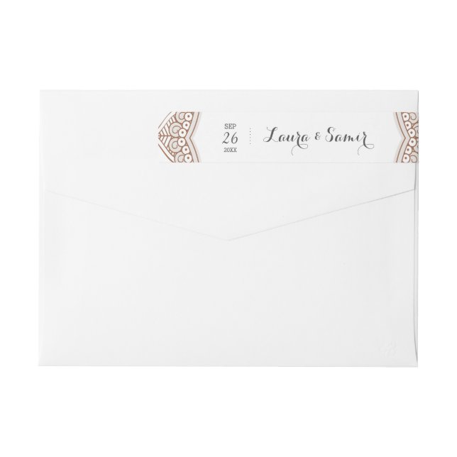 Bande Pour Adresse De Retour Élégant Mariage Mehndi (Dos)