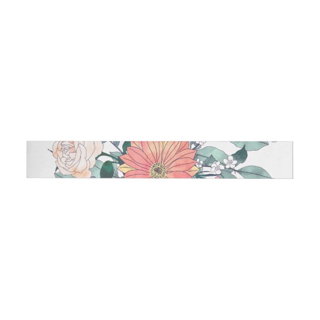 Bande Pour Adresse De Retour Elégant rose Fleurs Aquarelle Floral (Individuel)