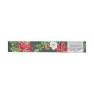 Bande Pour Adresse De Retour Enrouler autour   Pin de Noël Pine d'hiver Floral