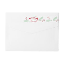Bande Pour Adresse De Retour Entrez Red & Green Holly et Pine Joyeux Noël