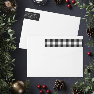 Bande Pour Adresse De Retour Famille de Noël carreau buffle noir blanc