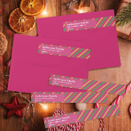 Bande Pour Adresse De Retour Family Christmas Stripes Red