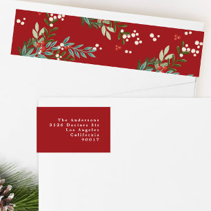 Bande Pour Adresse De Retour Festif Botanique Floral Christmas Retourner l'adre