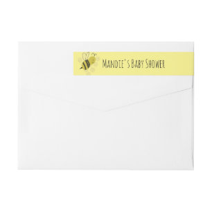 Bande Pour Adresse De Retour Fête bébé Doodle Bee Jaune