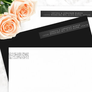 Bande Pour Adresse De Retour Feuille de défilement officiel Mariage noir et bla