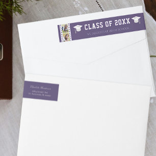 Bande Pour Adresse De Retour Filmstrip Photo Collage Adresse de graduation Purp